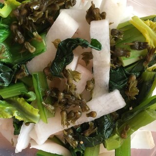 小松菜と大根のシソの実和え
